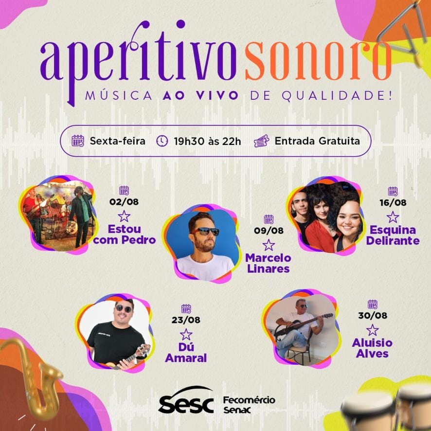 Sesc oferece programação musical gratuita aos palmenses, em agosto